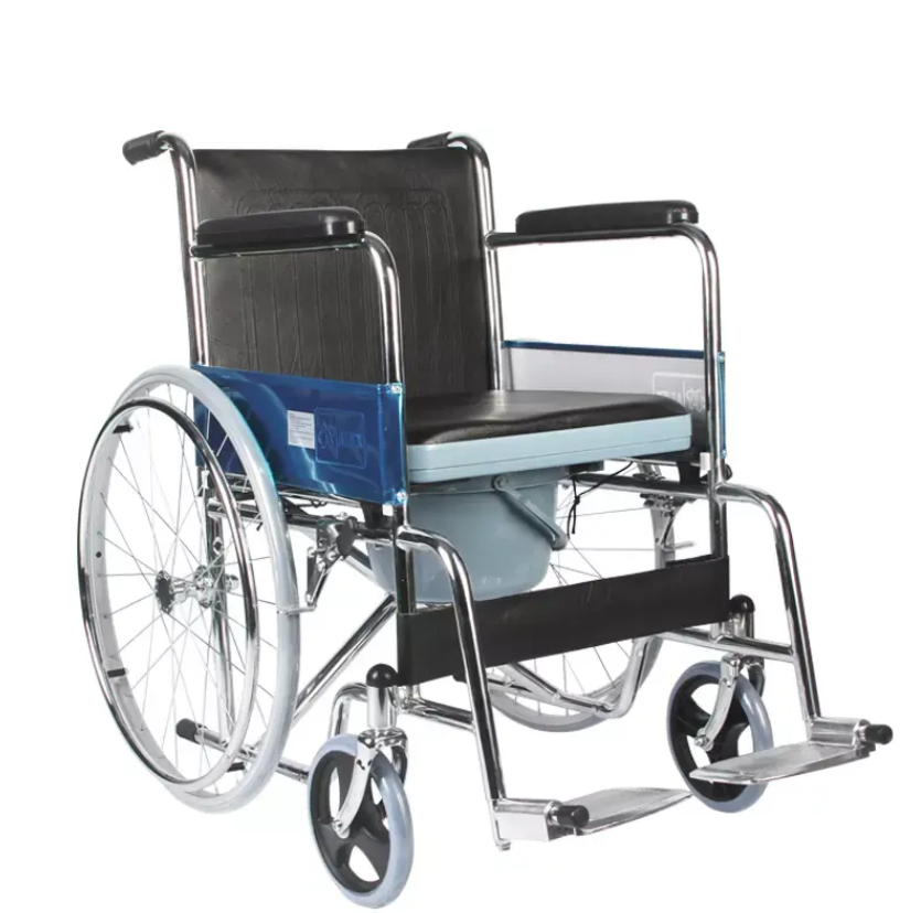 Foldable Standard Steel Potty Wheelchair with Toilet Seat